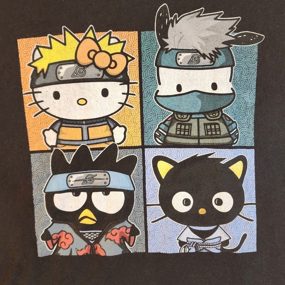 Vintage 2002 Naruto Shippuden Hello Kitty Short Sleeve Tee Size XL - Picture 2 of 4
